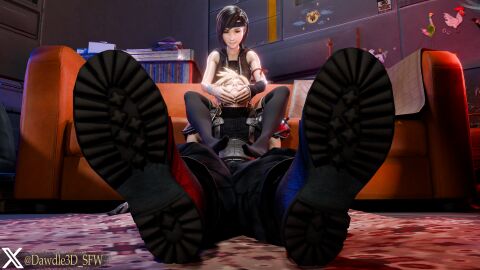 1boy 1girls 3d blender cloud_strife dawdle3d female final_fantasy_vii_remake male straight tagme yuffie_kisaragi