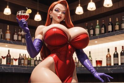 ai_generated big_breasts clothed female jessica_rabbit long_hair red_hair seductive sexy