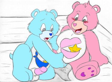 Image: 1502556. bear, blue fur, care bears, hugs, incest, pink fur, puppyfl...