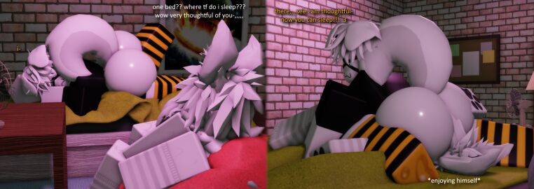 2boys 3d ass big_ass big_ass_(male) facesitting femboy femboy_on_male furry gay huge_ass huge_butt laying_on_bed luvia_(mermio) male male_on_male male_only massive_ass massive_butt mermio roblox robloxian tagme thighhighs