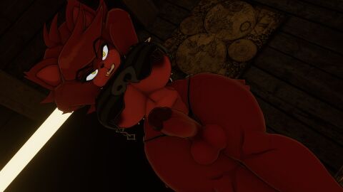 1futa 3d angry arms_behind_head arms_up big_breasts breasts fexa fexa_(cryptia) five_nights_at_freddy's fnaf foxy_(cally3d) foxy_(fnaf) fredina's_nightclub futa_only futanari intersex looking_at_viewer looking_down sloppydragons solo tagme underboob vrchat