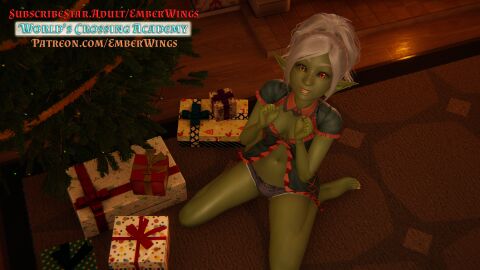 3d ai_shoujo booty_shorts female female_only goblin goblin_female heterochromia nook_(wca) pointy_ears promotional_art smile smiling_at_viewer team_emberwings wca white_hair worlds_crossing_academy