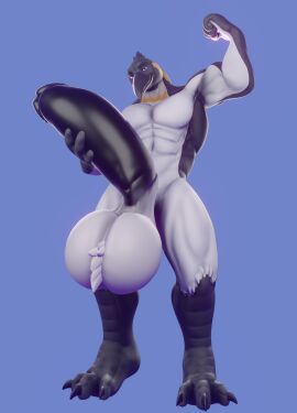 3d abs absurd_res anthro avian balls beak ben_the_penguin biceps big_balls big_muscles big_penis bird digital_media_(artwork) erection flexing flexing_bicep genitals hair hi_res huge_balls huge_cock huge_muscles humanoid_genitalia humanoid_penis hyper hyper_balls hyper_genitalia hyper_penis king_penguin male muscles muscular muscular_anthro muscular_arms muscular_male nude pecs penguin penis solo zawn