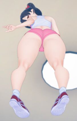 3d ass from_behind from_below koikatsu large_ass love_live! love_live!_school_idol_project low-angle_view more_at_source pink_shorts shorts thick_thighs triple-q yazawa_nico