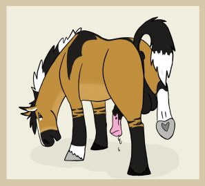 animal_genitalia animal_penis anus balls bodily_fluids bowie_(yasuno) equid equine equine_genitalia equine_penis feral flirting flirting_with_viewer genital_fluids genitals hi_res hooves horse male mammal penis precum puffy_anus solo underhoof yasuno