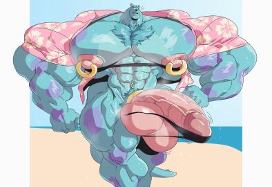 bodybuilder boner cock_ring erection highres hyper hyper_cock hyper_genitalia hyper_muscles hyper_penis male male_only monsters_inc muscles muscular muscular_arms muscular_male muscular_thighs musk penis pierced_nipples remert ripped_clothing solo solo_male sulley suprised sweat sweating