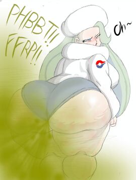1girls bare_thighs bbw big_ass big_breasts big_butt breasts cellulite chubby chubby_female clothed fart fart_cloud fart_fetish farting fat_ass fat_butt female female_only huge_ass huge_butt huge_fart mature mature_female melony_(pokemon) milf nightmaresfd panties pokemon simple_background thick thick_ass thick_legs thick_thighs underwear