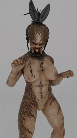 3d alien alien_girl animated bouncing_breasts breasts bunny_ears dancing female female_yautja mandibles monster monster_girl predator_(franchise) pussy yautja