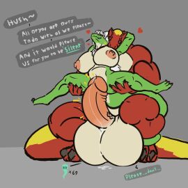 animated anthro balls big_balls big_breasts big_penis bodily_fluids breast_grab breasts cock_vore cum cum_inside cum_vore cumflation digestion duo fatal_vore female furry g'aad_rylek genital_fluids genitals gwyvern hand_on_breast hi_res inflation leaking_precum lizard lizzyie_greine macro male male/female muscular penis post-digestion precum reptile scalie sex size_difference soul_vore teasing vore vore_swap