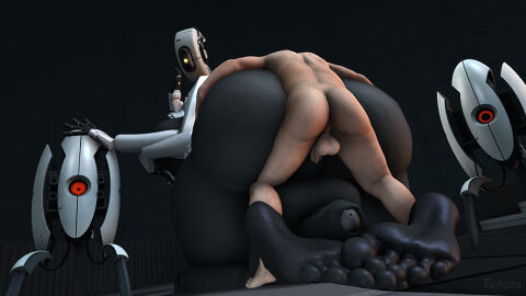 1boy 1futa 3d anal anal_sex ass ass_focus athletic athletic_futa backsack balls ballsack big_ass big_balls black_body dominant_human dominant_male feet female from_behind futanari futasub glados glados_(humanoid) huge_ass human human/robot human_penetrating intersex larger_futa light-skinned_male light_skin looking_back male male_human/futa_robot male_on_futa penis portal_(series) rayhuma robot robot_girl sex small_dom_big_sub submissive_futa submissive_robot tagme turret_(portal)