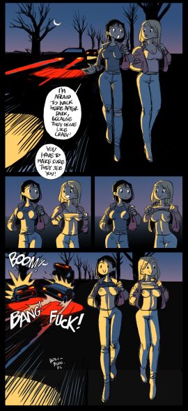 accident au_(artist) boli-blog breasts breasts_out car_accident comic female flashing flashing_breasts nipples public public_nudity