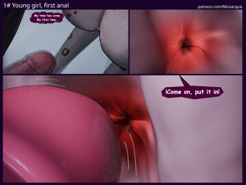 3d anthro anus anus_focus ass comic comic_panel dialogue digital_media_(artwork) duo felid female genitals hi_res male male/female mammal momo_(monarquis) monarquis pantherine penis snow_leopard