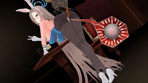 3d after_sex ass asuna_(blue_archive) black_legwear blonde_hair blue_archive blue_bunnysuit blush breasts bunny_ears bunny_girl bunnysuit female from_behind gloves high_heels impregnation insectophilia insects itsmezoidberg large_breasts long_hair mmd pantyhose peace_sign self_upload smiling white_shoes zoophilia