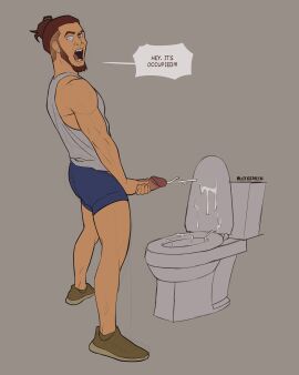 bara big_penis clothing cum english_text erection gay genital_fluids male male_only masturbation muscular muscular_male nuttkraken orgasm penis text twitter_user_oc victor_(nuttkraken) yaoi