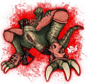 absurd_res anus armor bodily_fluids female genital_fluids genitals gun hi_res huge_filesize incogneat-o microsoft presenting presenting_anus presenting_vulva quake ranged_weapon reptile scalie solo sorg_(species) sorlag vaginal_fluids vulva weapon