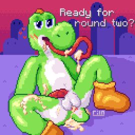 after_sex anthro anus ass balls blue_eyes blush blush_lines bodily_fluids cilokyne clothing countershading cum cum_in_ass cum_in_mouth cum_inside cum_on_ass cum_on_body cum_on_butt cum_on_leg cum_on_self cum_on_tail cum_on_tongue digital_media_(artwork) footwear gay genital_fluids genitals grass green_body heart_symbol hi_res inviting inviting_to_sex long_tongue male mario_(series) nintendo orange_clothing orange_footwear orange_shoes outdoor_nudity outdoors outside penis pixel_(artwork) pixel_art pixelated plant presenting presenting_anus presenting_hindquarters purple_grass red_anus red_penis red_sky shoes short_tail sitting sky solo spread_legs spreading super_mario_bros. tail tongue tongue_out white_balls white_body yoshi