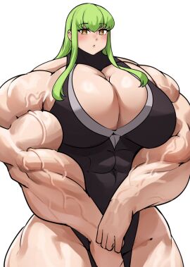 alternate_muscle_size breasts c.c. cleavage code_geass female hyper_muscles muscles musctonk muscular muscular_female solo