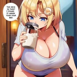 ai_assisted ai_generated blonde_hair cum_in_container cum_in_jar gokkun huge_breasts smell sniffing tagme video