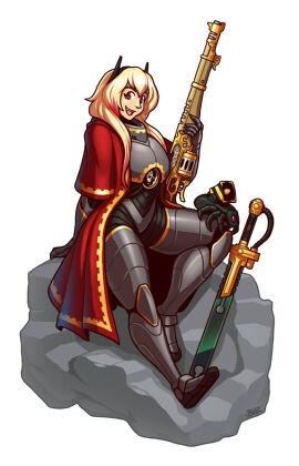 1girls adeptus_mechanicus armor armored_female augmentation beautiful big_breasts blazbaros blonde_hair breastplate breasts cable cables cloak cute cybernetics dress female female_only girls'_frontline gun headgear m4_sopmod_ii_(girls'_frontline) machine melee_weapon microphone military multicolored_hair necron pretty ranged_weapon red_eyes red_hair rifle robe rock scarab sitting sitting_on_rock skin_tight skin_tight_outfit skin_tight_suit skitarii smile smiling soldier solo solo_female solo_focus speaker sword thick_thighs tube tubes warhammer_(franchise) warhammer_40k warrior wide_hips wire wires