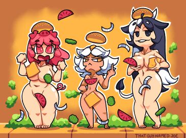 3girls alternate_version_available borger chi-chi_burger chubby_burger female female_only momy_burger multiple_females multiple_girls original tagme thatguynamedjoe waifu_burger