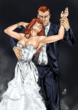 1boy 1girls 2021 bad_end breasts breastsduo cheating cheating_girlfriend female human human_only juniormaia100 light-skinned_female light-skinned_male light_skin male male/female marvel marvel_comics mary_jane_watson norman_osborn pose spider-man_(series) straight wedding_attire wedding_dress wide_hips