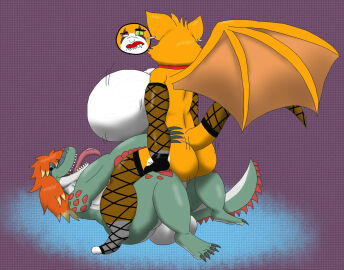 1boy 1girls alligator alligatorid alythewolfcat anthro balls bat big_balls big_breasts big_penis black_sclera blonde_highlights bouncing_breasts breasts breasts_bigger_than_head choker clothing cowgirl_position crocodilian duo dust:_an_elysian_tail ear_piercing ear_ring female fidget fidget_(elysian_tail) fishnet_clothing fishnet_gloves fishnet_handwear fishnet_leggings fishnet_legwear fluffy_chest from_front_position genitals gigantic_breasts gloves hair handwear hi_res highlights_(coloring) huge_balls huge_breasts huge_cock jewelry kama_sutra leggings legwear male male/female mammal necklace nimbat on_bottom on_top orange_hair penis piercing reptile ring_piercing scalie sex short_stack spikes spikes_(anatomy) walton_(vdisco)