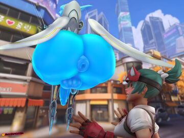 1futa 3d 3d_(artwork) anal ass ass_attack ass_bigger_than_head big_penis bottomless casual casual_nudity donut_anus echo_(overwatch) female futanari huge_ass hyper_ass imminent_facesitting imminent_sitting intersex kiriko_(overwatch) oakensfm overwatch overwatch_2 penis public public_nudity robot robot_girl teasing topwear woodworksfm