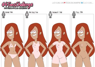 1girls 4tans_challenge bikini_tan breasts casual_nudity disney disney_channel disney_xd ear_piercing farmer's_tan female gravity_falls hands_on_hips long_hair naked naked_female nipples nude nude_female one-piece_tan orange_hair pussy small_breasts smile solo tan_line tan_lines tanline tanlines tjlive5 vulva wendy_corduroy