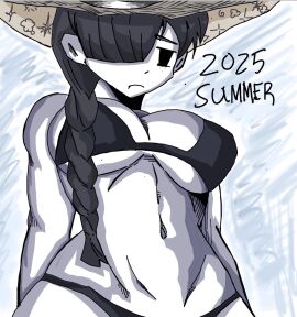 1girls 2025 artist_request belly_button big_breasts bikini black_eyes black_skin breasts casia_gratiae dream_game female hat ponytail roblox roblox_game source_request standing stomach tagme white_skin wizard