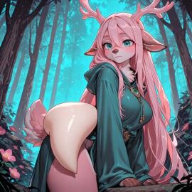 ai_generated anthro big_breasts body_invasion deer_girl ear_penetration female furry green_eyes grok long_hair pink_fur pink_hair shorter_than_10_seconds slime sound tagme thick_thighs video