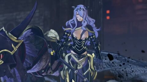 16:9 16:9_aspect_ratio armor armored_boots armored_gloves ass axe battle_axe big_ass big_breasts black_armor breasts camilla_(fire_emblem) cleavage close_up english_audio english_dialogue english_language familiar fhd fire_emblem fire_emblem_fates fire_emblem_warriors game gold_trim hd hd_(traditional) headwear hi_res high_frame_rate high_framerate high_resolution highres hourglass_figure huge_breasts large_breasts melee_weapon mp4 night outdoors outside panties purple_eyes purple_hair seductive seductive_voice shoulder_armor sound speaking_to_viewer tagme talking_to_viewer video video_game walking weapon wings