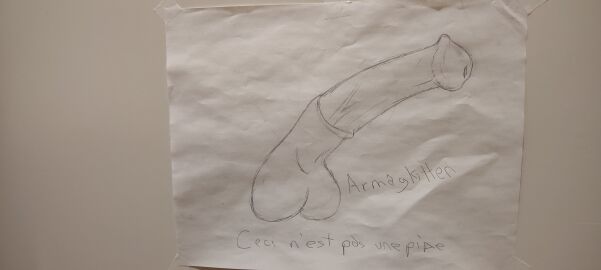 absurd_res animal_genitalia animal_penis armagkitten artist_name balls disembodied_penis equid equine equine_genitalia equine_penis french genitals hi_res male mammal medial_ring paper penis philosophy signature solo text traditional_media_(artwork) vein veiny_penis