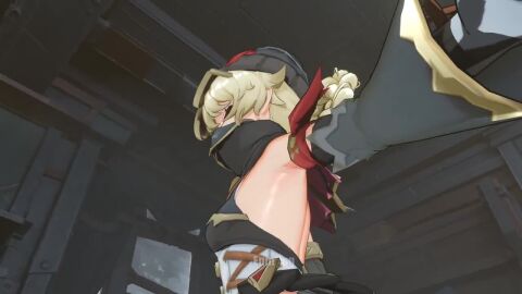 1girls 3d animated ass blonde_hair booty_shorts enni_pg female genshin_impact hoyoverse jahoda_(genshin_impact) mihoyo mp4 music pov shaking_ass shaking_butt sound tagme twerking video