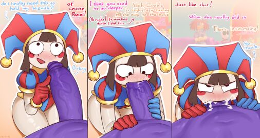 2024 5_fingers abstract_background absurd_res anthro anthro_pov big_penis black_eyes blowjob blush bodily_fluids brown_hair clothing cum cum_in_mouth cum_inside deepthroat dialogue digital_drawing_(artwork) digital_media_(artwork) dryvial duo endured_face english_text erection fellatio female fingers first_person_view fool's_hat fur genital_fluids genitals glitch_productions gloves hair handwear hat headgear headwear hi_res human jax_(tadc) jax_(the_amazing_digital_circus) lagomorph leaking leaking_cum leporid male male/female mammal nude nude_anthro nude_male offscreen_character oral oral_penetration penetration penile penis pomni_(tadc) pomni_(the_amazing_digital_circus) purple_body purple_fur rabbit rosy_cheeks sex short_hair text the_amazing_digital_circus tricked_into_blowjob white_body white_skin