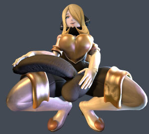 1futa 3d balls big_balls big_breasts big_penis blonde_futa blonde_hair breasts canastus crossover cynthia_(pokemon) erect_penis futanari hyper_penis intersex long_hair looking_at_viewer nintendo penis pinup pokemon rouge_the_bat_(cosplay) skintight_bodysuit source_filmmaker tagme