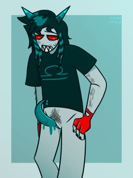 1boy alien alien_boy alien_genitalia alien_only allieboy alternative_clothing black_hair black_nails blind blue_hair blue_horns blush blush_lines blushing_at_viewer bulge cum cuntboy cuntboy_sans_balls emo erection fangs genderswap genderswap_(fti) grey_skin hair hairy_arms hairy_pussy herm hermaphrodite homestuck homestuck^2 homestuck_troll intersex libra male male_focus male_only maleherm multi_genitalia penis precum pussy red_eyes red_glove red_gloves rule_63 scene scene_hair solo solo_focus stubble sweat sweatdrop sweating teal tentabulge tentacle tentacle_penis terezi_pyrope troll