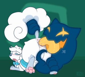 ahe_gao alolan alolan_form alolan_vulpix animated anus big_tongue blush bodily_fluids braided_hair breath claws cloak clothing cunnilingus female female_feral female_penetrated feral feral_penetrated generation_7_pokemon genital_fluids genitals ghost ghost_(pokemon) glowing hi_res leg_grab looking_pleasured nintendo oral paws penetration pocketpaws pokemon pokemon_(species) pokémon_(species) pussy regional_form_(pokemon) ribbons saliva sex short_playtime spirit tail tail_grab tail_pull tongue tongue_out tongue_penetration vaginal_fluids vaginal_penetration vulpix