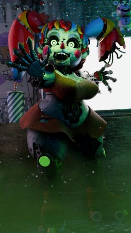 3d baby_(fnafsl) circus_baby circus_baby_(fnaf) circus_booby female five_nights_at_freddy's jordevoir panties_down robot robot_girl scrap_baby scrap_baby_(fnaf) scrap_booby shortstack solo solo_female withered