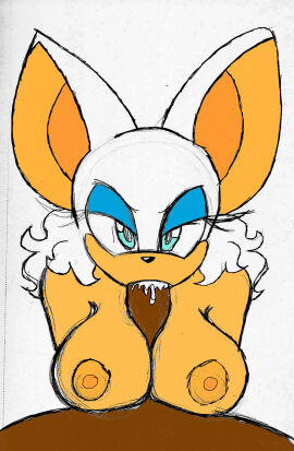 1boy 1girls anthro breasts color_edit cum_in_mouth dark-skinned_male dark_skin fellatio female human_on_anthro interracial interspecies male male_pov omegasunburst paizufella paizuri rouge_the_bat sega sonic_(series) sonic_the_hedgehog_(series) titjob titjob_pov