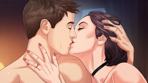 1boy 1girls brown_nails couple couple_(romantic) digital_media_(artwork) eva_kiss female ian_watts kissing light-skinned_female light-skinned_male light_skin male milf minerva_artino nails our_red_string short_hair wedding_ring