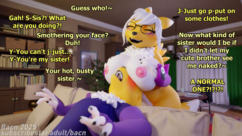 16:9 2025 3d_(artwork) 4k absurd_res anthro areola bacn bandai_namco big_breasts breast_on_face breast_play breast_smother breast_squish breasts brother_(lore) brother_and_sister_(lore) canid canine claws clothed clothed/nude clothed_anthro clothed_male clothing detailed_background dialogue digimon digimon_(species) digital_media_(artwork) duo english_text eyewear female fingers fox furniture glasses hair hand_on_breast hi_res huge_breasts hyper hyper_breasts incest_(lore) inside male male/female mammal nipples nude nude_female open_mouth plant renamon renamon_(bacn) shirt sibling_(lore) sister_(lore) sitting smile smothering sofa squish standing tail text topwear white_body widescreen yellow_body