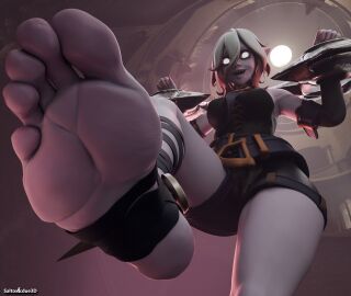 5_toes barefoot black_legwear black_socks black_stockings briar_(league_of_legends) female foot_fetish foot_focus human humanoid_feet league_of_legends plantigrade riot_games saltoxicdue3d soles stirrup_legwear stirrup_socks stirrup_stockings tencent toeless_footwear toeless_legwear toeless_socks toeless_stockings