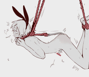 1boy anal_hook animal_ear_hairband animal_ears asphyxiation blush bondage bound cum ejaculation fake_animal_ears fucafucamold full-face_blush hairband hang hanged hanging helpless helpless_male hook male male_focus male_only malesub nipples original penis rabbit_ear_hairband rabbit_ears sex_toy short_hair skinny solo solo_male strangling suspended_in_midair suspended_via_penetration suspension suspension_bondage sweat sweaty sweaty_body trembling