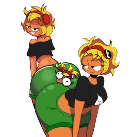 3girls ass breasts bubble_ass bubble_butt cheesyboy888 crushed crushed_by_ass fat_ass female huge_ass pinned pinned_by_butt plant_girl plants_vs._zombies plants_vs_zombies popcap_games sandwiched smush smushed solar_flare_(peargor) solar_flare_(pvz) sunflower_(pvz) wide_hips