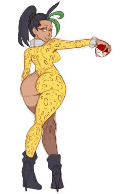 1girls ass back_view big_ass cheetah_print dark-skinned_female dark_skin female jwels nemona_(pokemon) pokemon