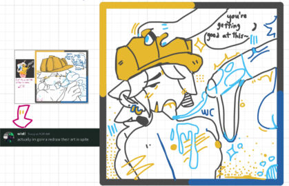 2boys animate_inanimate blowjob blowjob_face blue breasts canon_couple color cum cum_on_breasts degradation dialogue discord_message discord_source discord_username earrings eyebrows eyebrows_raised faceless_male gay hand_on_head hand_on_helmet male male_only mannequin_mark_(regretevator) married_couple reference_image regretevator remake response roblox roblox_game saliva saliva_trail self_upload tongue tongue_out wallter_(regretevator) whiteboard whiteboardfox wistiscavern yaoi yellow