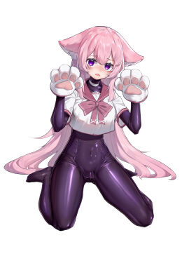 absurdres animal_ears animal_hands bodysuit bondage_mittens choker crop_top crop_top_overhang female highres jpg latex latex_bodysuit long_hair navel noe_rovinj object_insertion open_mouth original pink_hair purple_bodysuit purple_eyes pussy sailor sailor_collar sex_toy shirt sitting skin_tight thighs vaginal_object_insertion vaginal_penetration vibrator vibrator_in_pussy vibrator_under_clothes wariza xiongmao