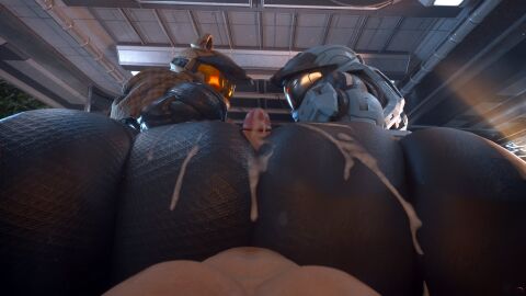 1boy 2girls armored_female ass ass_to_ass big_penis breasts cumming_in_ass female female_spartan_(halo) halo halo_(game) halo_(series) kat-b320 male massive_ass massive_breasts nisha_(reresfm) oc penis plate_armor spartan_(halo) spartan_iii_(halo)
