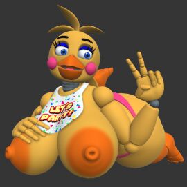 1girls 3d 3d_(artwork) animatronic big_breasts breasts exhibitionism female five_nights_at_freddy's five_nights_at_freddy's_2 furry furry_female nude nude_female robot robot_girl runaboo_chica seductive solo solo_female toy_chica_(fnaf)