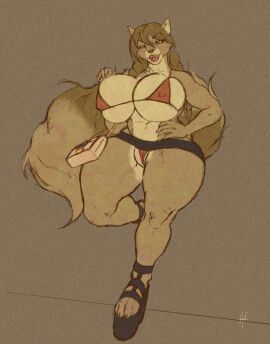 2023 absurd_res anthro big_breasts big_pussy big_tail bimbofication bottomwear braided_hair breasts camel_toe cameltoe clothed clothing colored_nails erect_nipples female fluffy fluffy_tail footwear genitals grainy hair hi_res hierro_(artist) high_heels kinktober lips lipstick looking_at_viewer makeup microskirt miniskirt nails narrowed_eyes nipple_outline nipples panties partially_visible_vulva platform_heels pose pussy skirt solo standing tail thick_lips thick_thighs underwear wide_hips